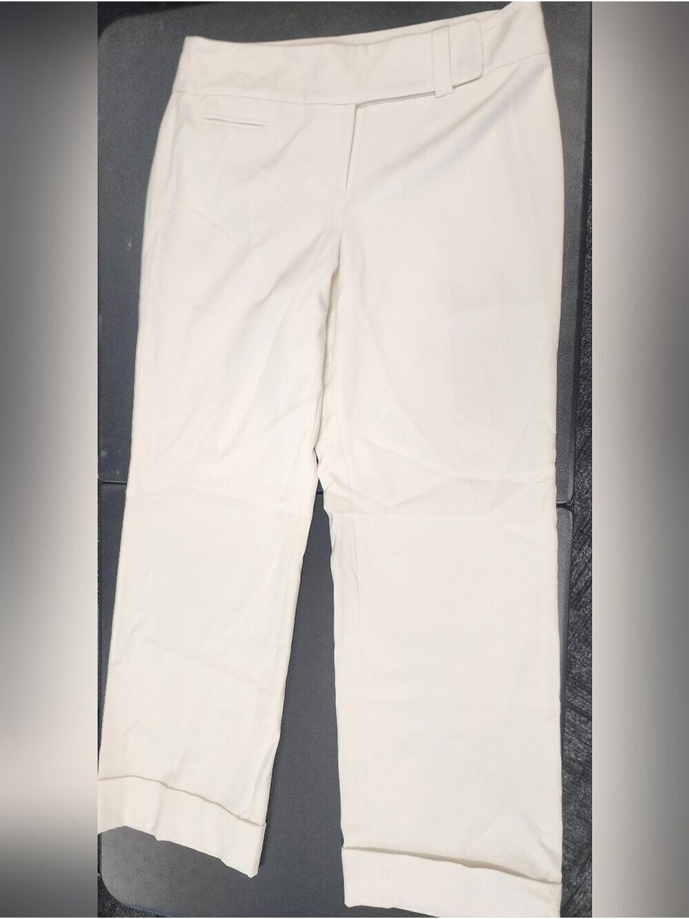 LOFT Cream Straight-Leg Cropped Dress Pants Sz 10 Ladies Stretch